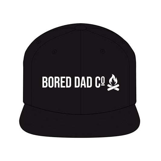 Bored Dad Co. Snapback Hat — Campfire Logo Flat-Brim Cap