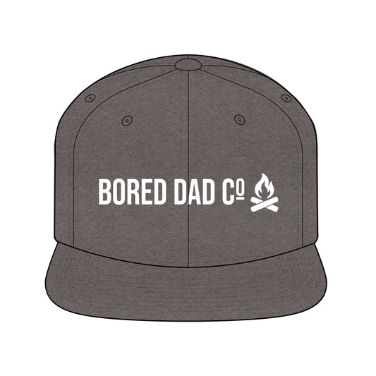 Bored Dad Co. Snapback Hat — Campfire Logo Flat-Brim Cap
